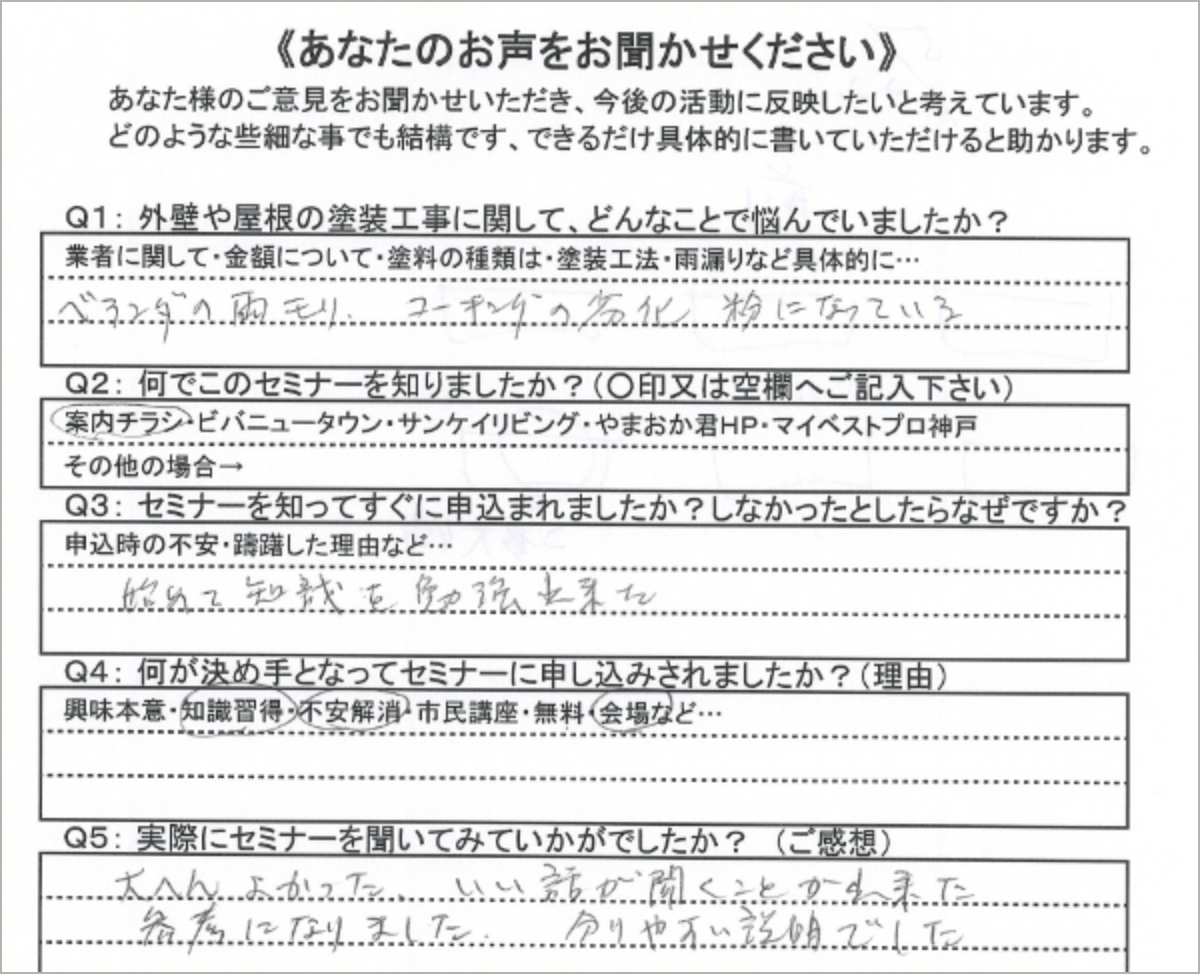 お客様の声アンケート