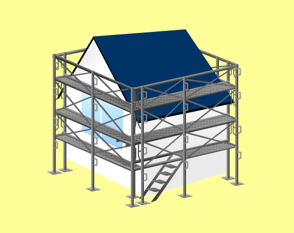 外壁塗装中の家